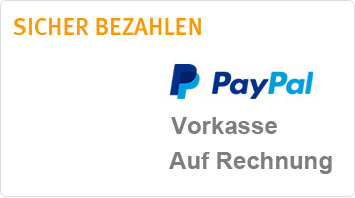 Sicher bezahlen mit AmazonPayments, PayPal, Vorkasse und auf Rechnung